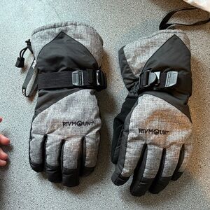 RIVMOUNT Gray and Black womens winter ski Gloves